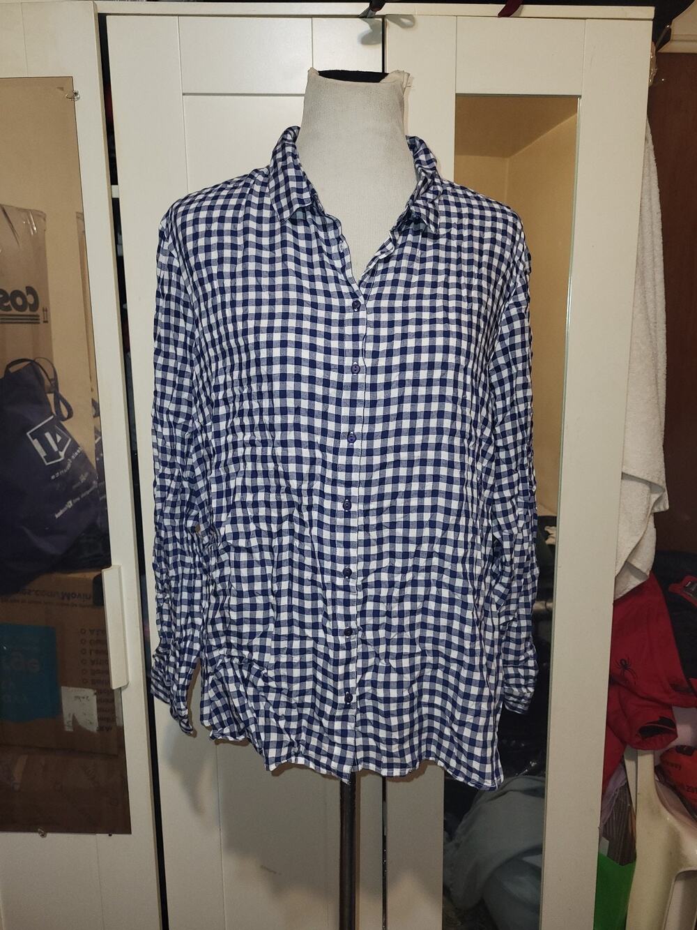NEW WITH TAGS Paradigma Women Blue Long Sleeve Button-Down Shirt XL